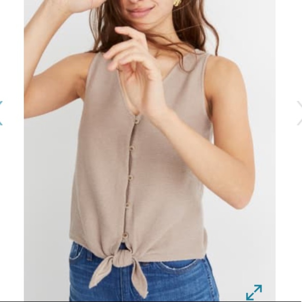 NWOT Madewell Button Front Tie Tank Top